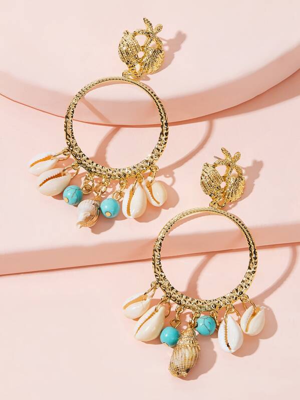 

Ring Decor Shell Drop Earrings 1pair, Multicolor