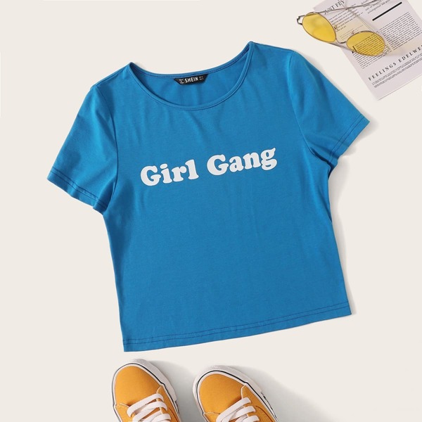 

Slogan Print Crop Tee