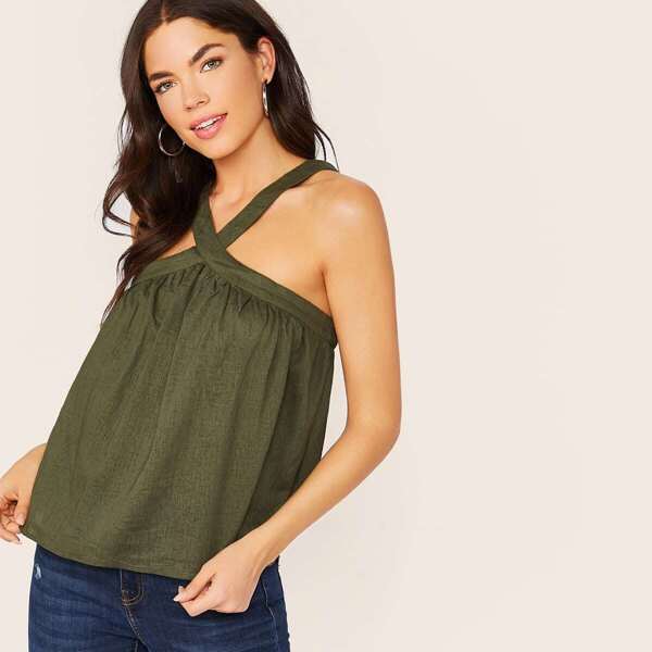 

Sleeveless Halter Neck Top