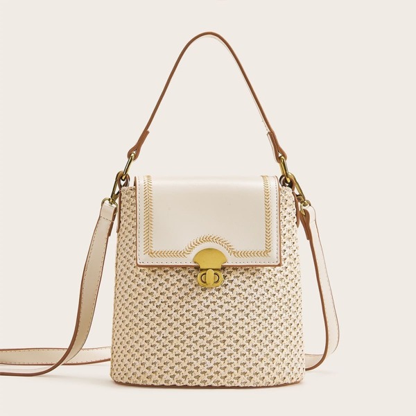 

Twist Lock Plaited Detail Satchel Bag