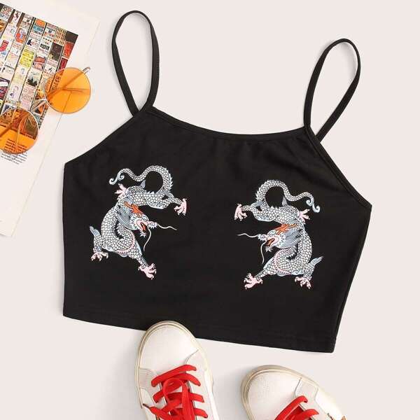

Dragon Print Crop Cami Top