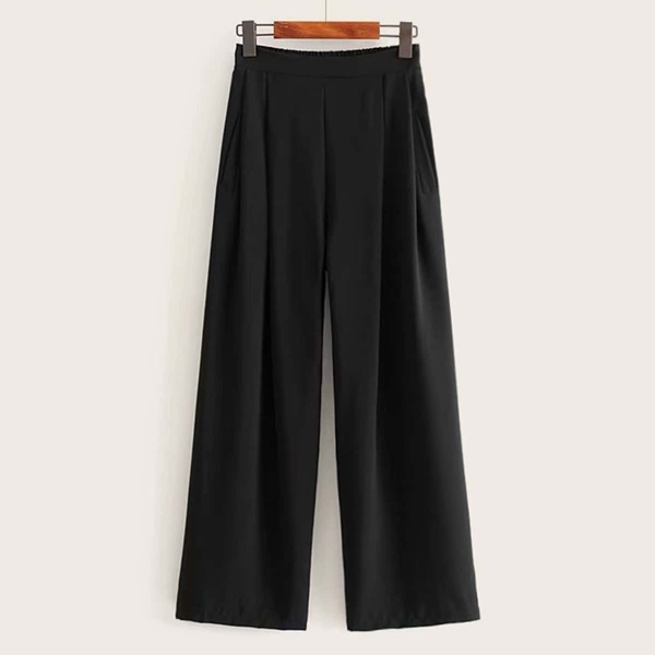 

Wide Leg Pleated Elastic Waist Pants