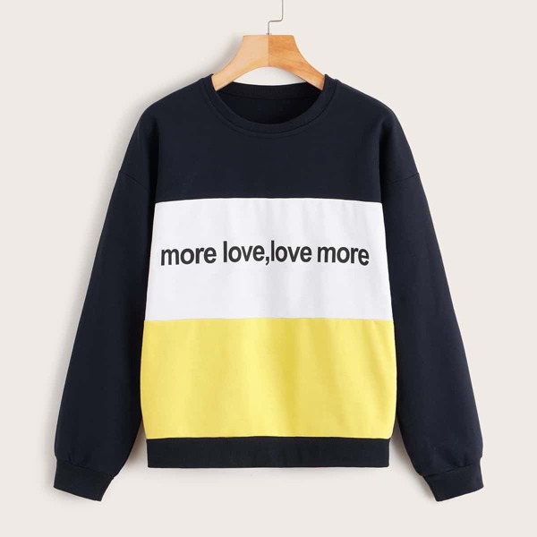 

Cut And Sew Letter Print Sweatshirt
