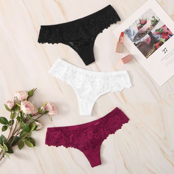 

Floral Lace Panty Set 3pack, Multicolor