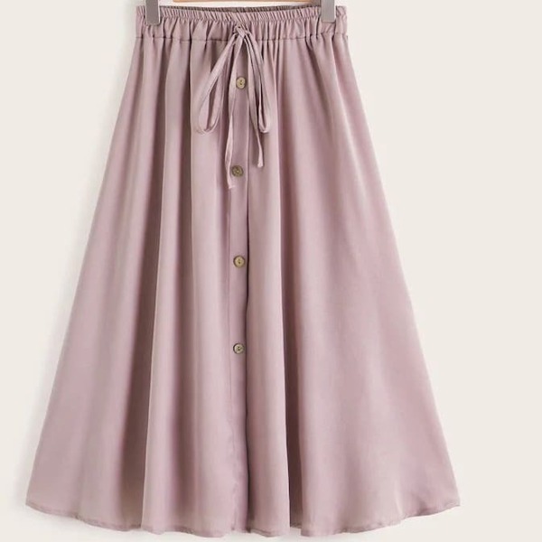

Plus Button Front Drawstring Skirt