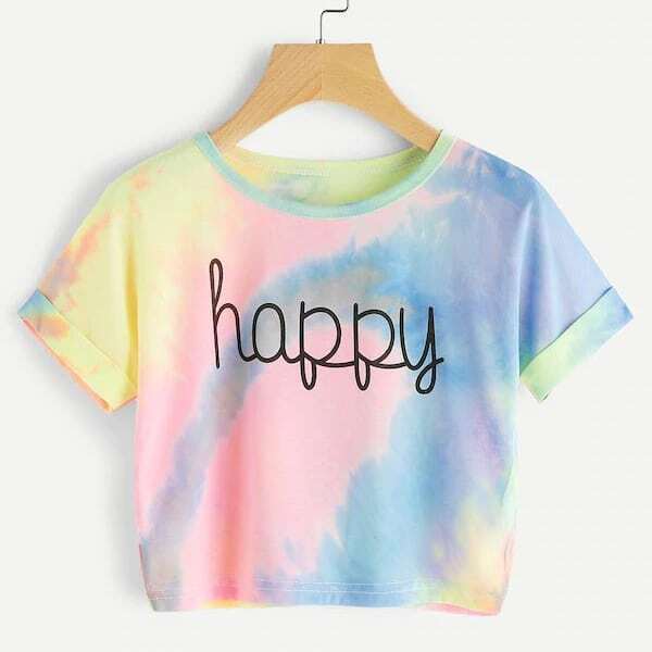 

Plus Tie Dye Letter Print Tee