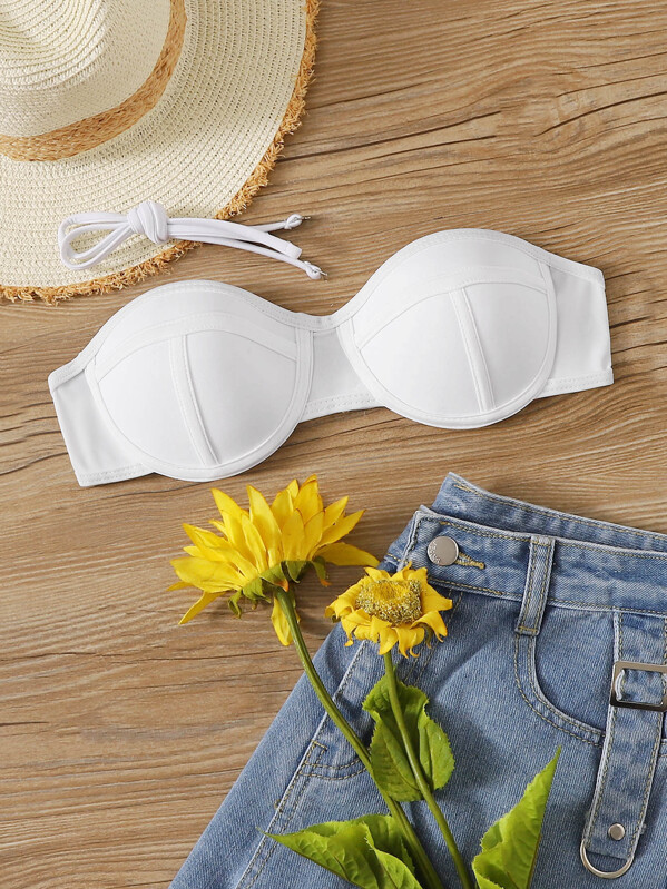 

Seam Detail Underwire Bikini Top, White