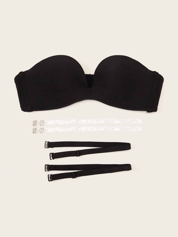 

Bandeau Bra With Shoulder Strap 4pack, Black