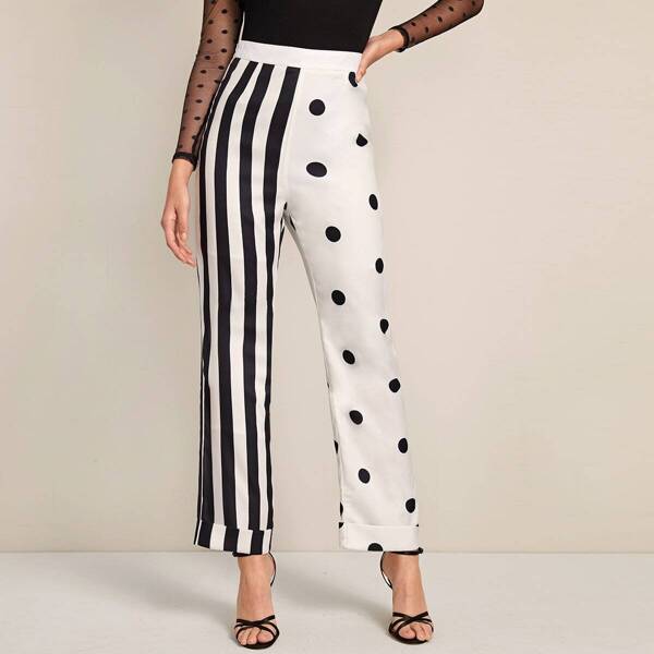 

Stripe And Polka Dot Print Pants