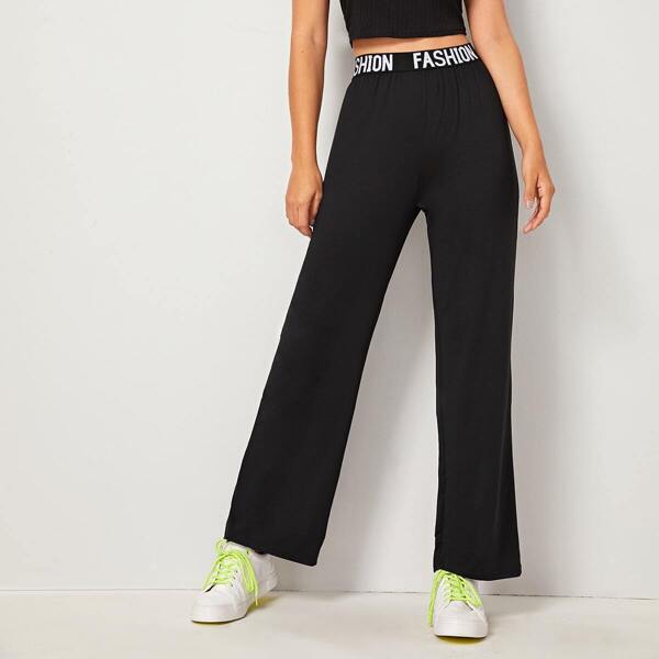 

Letter Taped Waist Straight Leg Pants