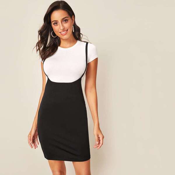 

Spaghetti Strap Sheath Pinafore Skirt