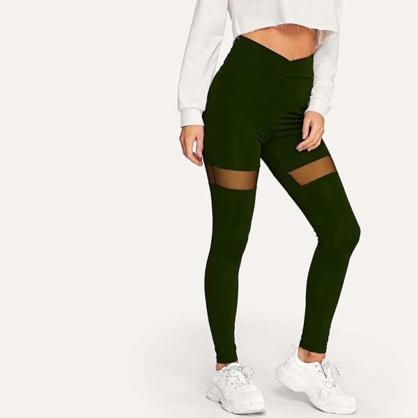 

High Waistband Mesh Insert Leggings