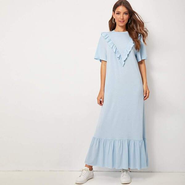 

Ruffle Trim Flounce Hem Dress