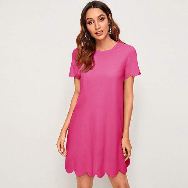 

Neon Pink Scallop Trim Dress