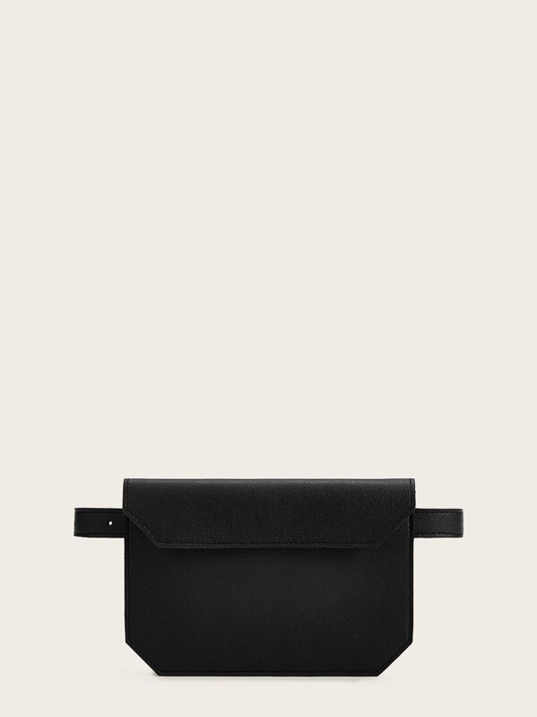 

Solid Flap Fanny Pack, Black