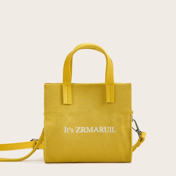 

Letter Pattern Canvas Satchel Bag