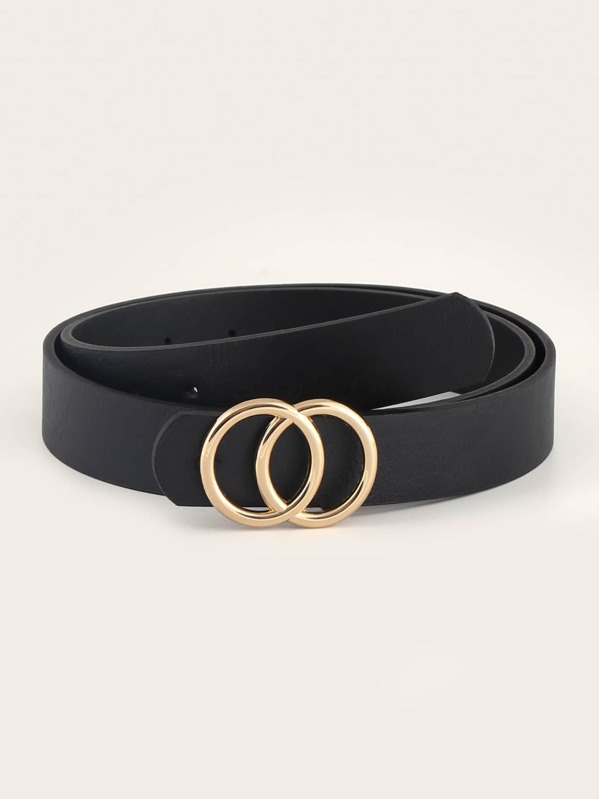 

Men Double-O Ring Metal Buckle Belt, Black