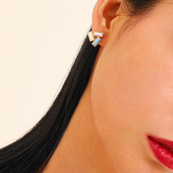 

Color-block Stud Earrings 1pair