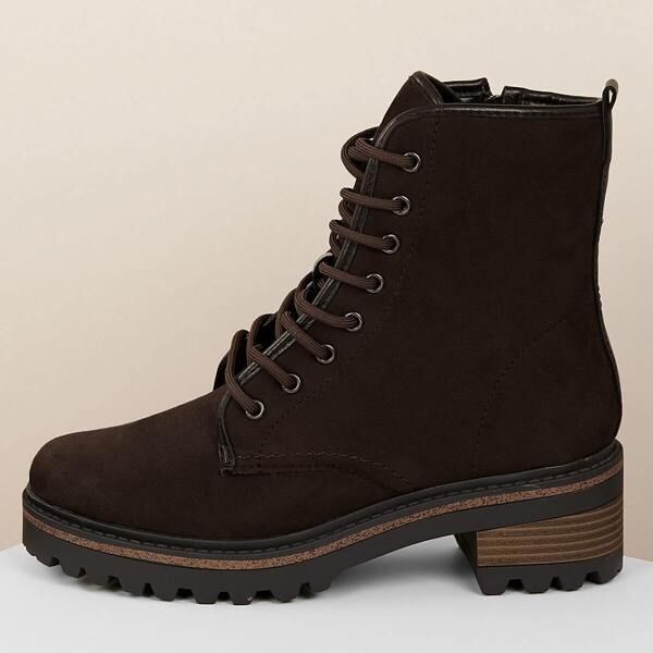 

Lace Up Lug Sole Climbing Boots, Chocolate brown
