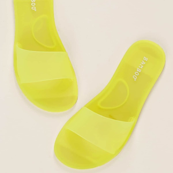 

Neon Jelly Open Toe Wide Band Slide Sandals