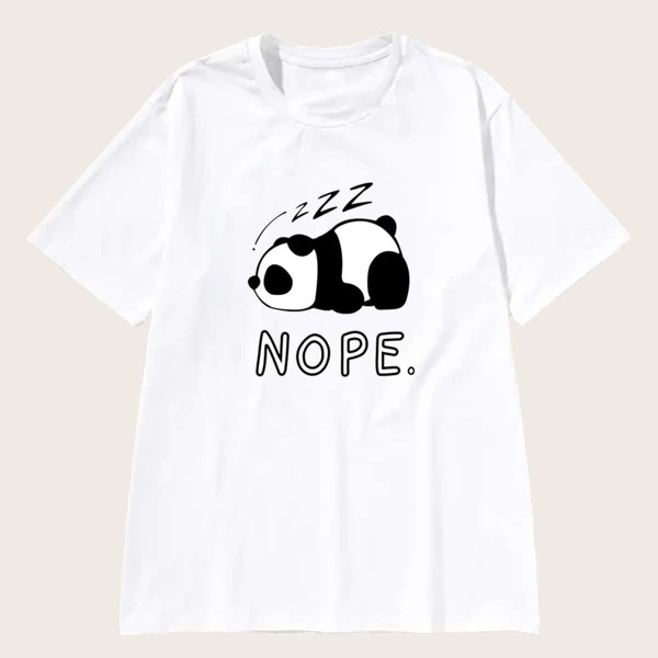 

Men Letter And Panda Print Tee