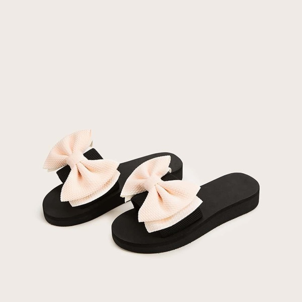 

Girls Open Toe Bow Decor Sliders