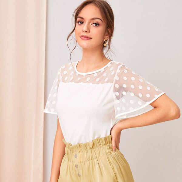 

Dot Mesh Yoke Top