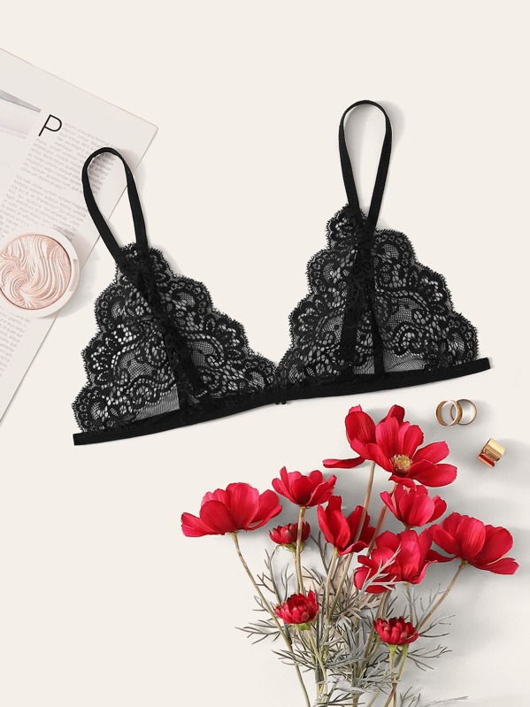 

Plus Floral Lace Bralette, Black