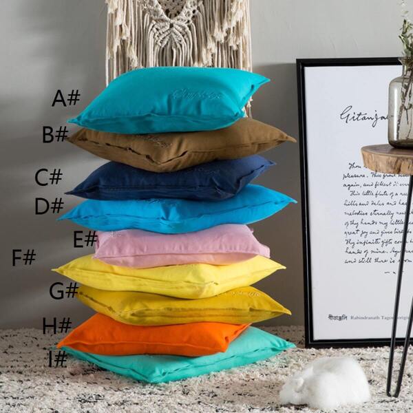 

Solid Letter Embroidery Cushion Cover 1pc