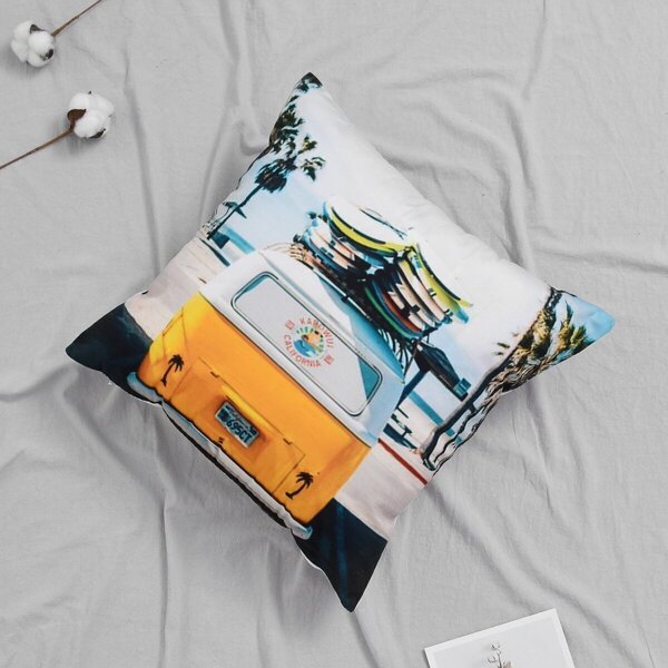 

Vintage Car Print Cushion Cover, Multicolor