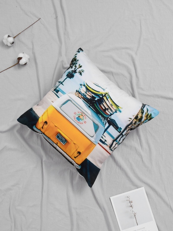 

Vintage Car Print Cushion Cover, Multicolor