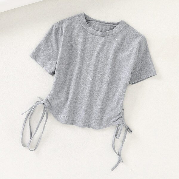 

Drawstring Hem Round Neck Tee