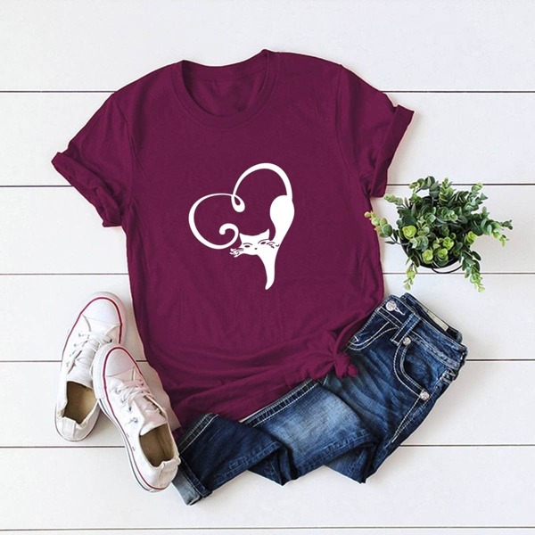 

Cat Print Short Sleeve Tee