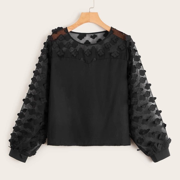 

Solid Applique Patch Mesh Insert Top