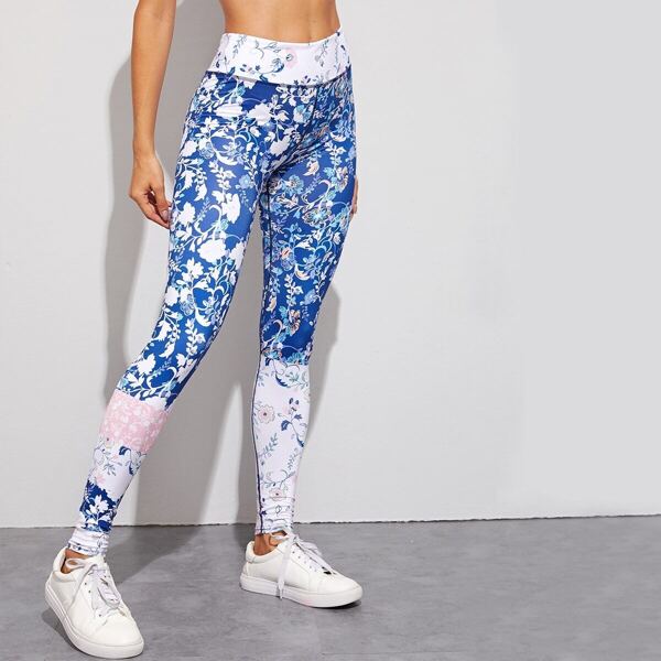 

Floral Print High Waist Skinny Leggings, Multicolor