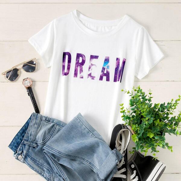 

Plus Letter Print Short Sleeve Tee
