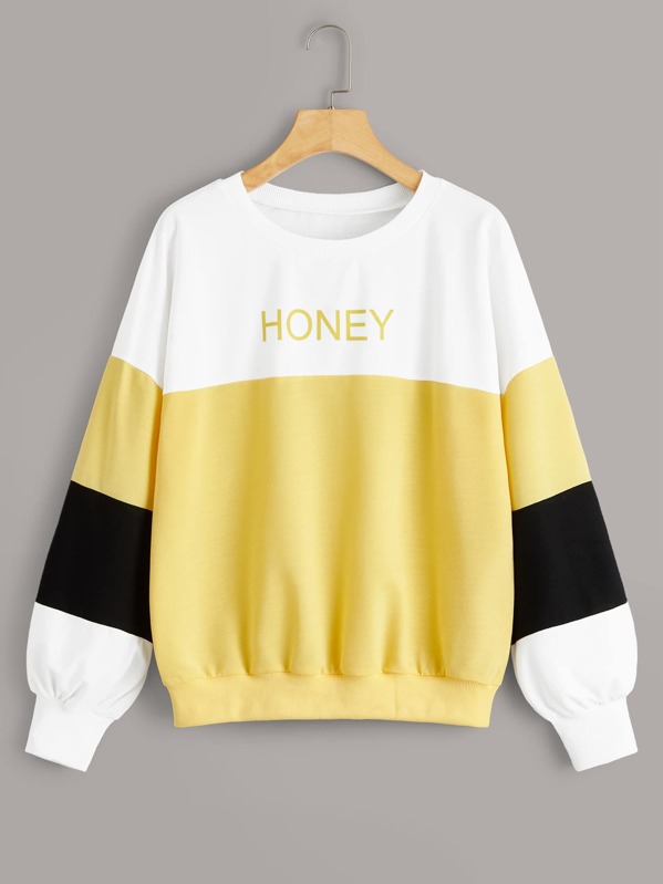 

Cut And Sew Letter Graphic Sweatshirt, Multicolor