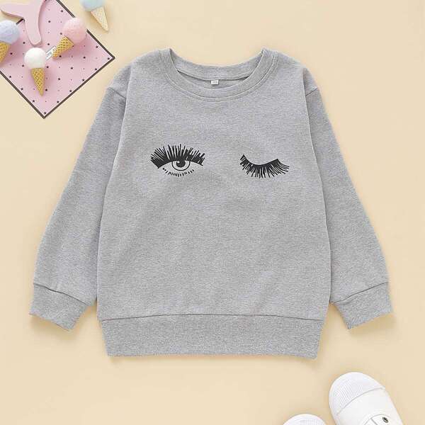 

Toddler Girls Eye Print Drop Shoulder Sweatshirt