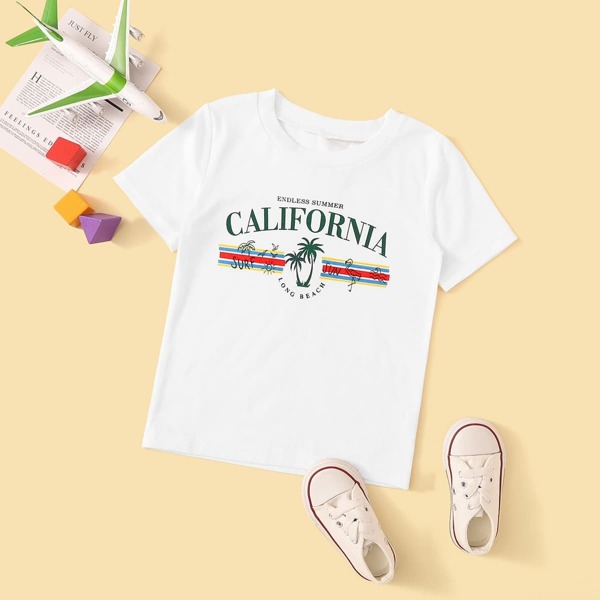 

Toddler Boys Letter And Tropical Print Tee