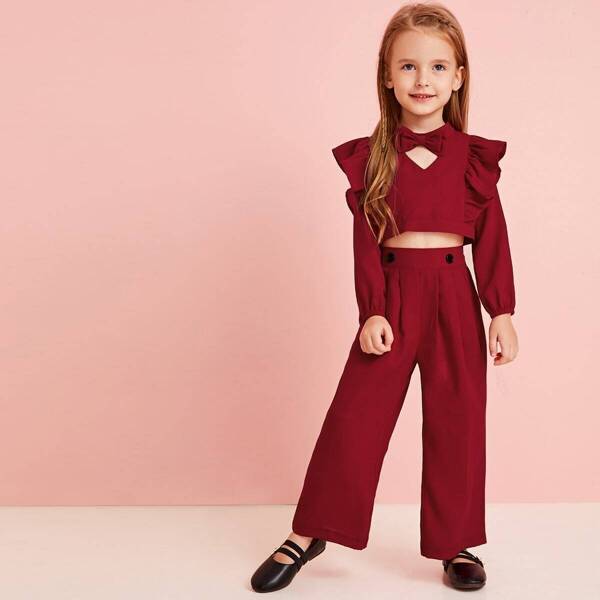 

Toddler Girls Peekaboo Ruffle Trim Top With Pants