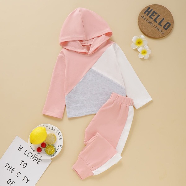 

Toddler Girls Cut And Sew Hoodie With Sweatpants, Baby pink