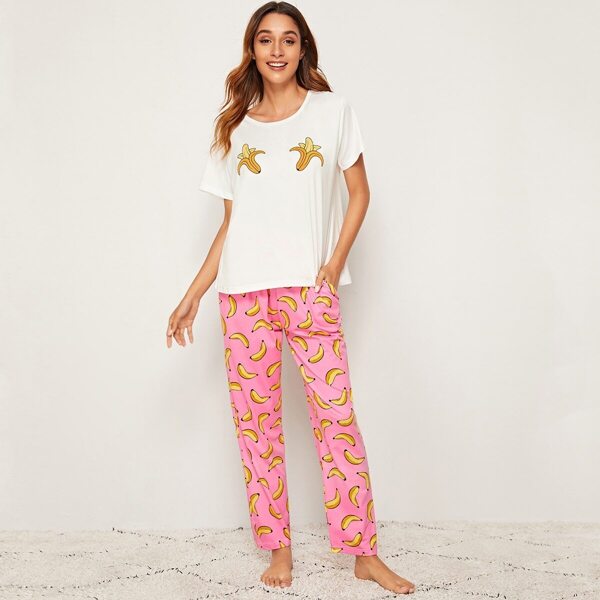 

Banana Print Pajama Set