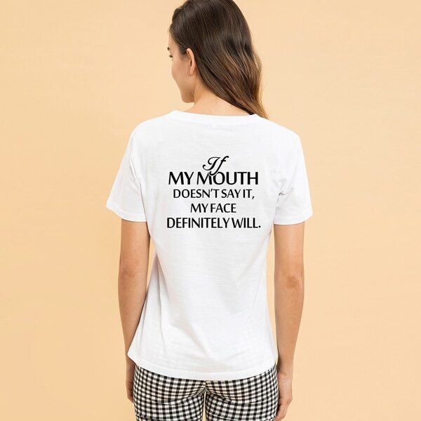 

Round Neck Letter Print Tee, White