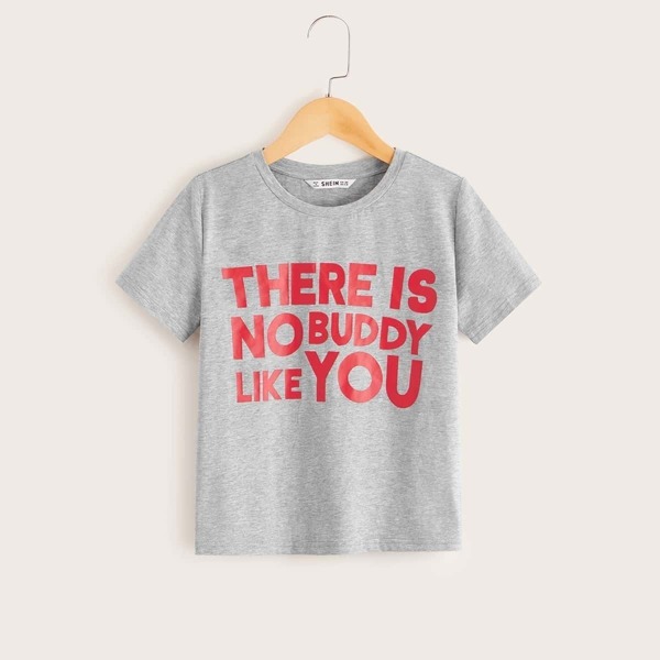 

Boys Slogan Print Heather Grey Tee