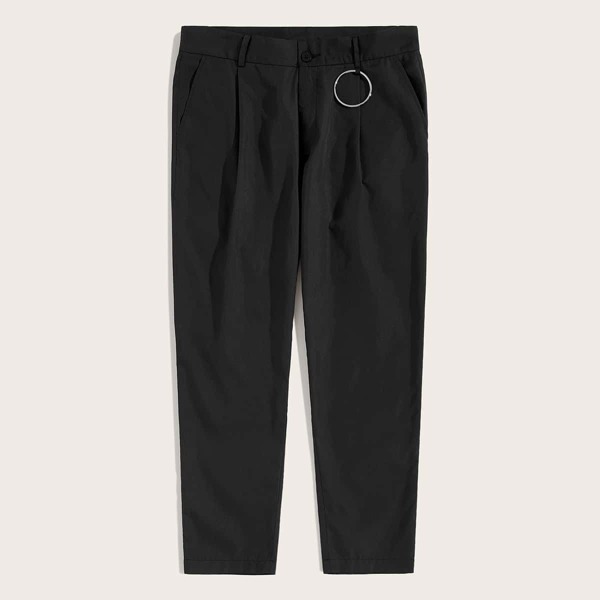 

Men O-ring Detail Slant Pocket Pants, Black