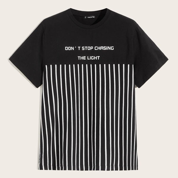 

Men Slogan Graphic Striped Tee