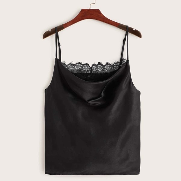 

Eyelash Lace Cami Top, Black