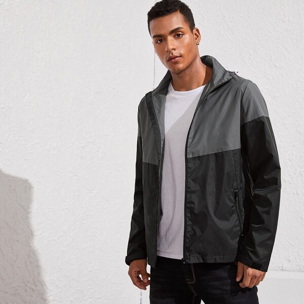 

Men Colorblock Hooded Windbreaker Jacket