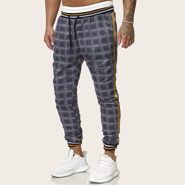 

Men Plaid Drawstring Waist Pants