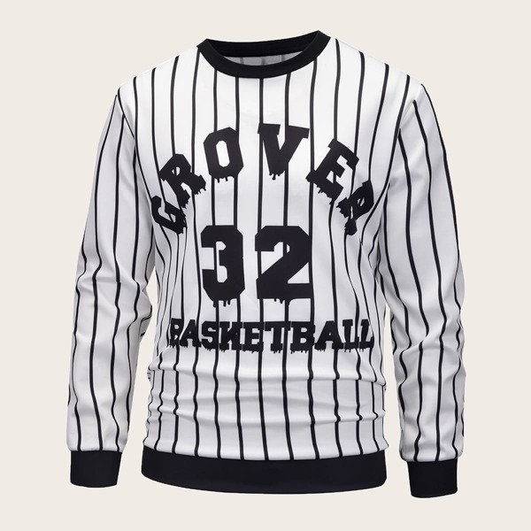 

Men Crew Neck Striped Letter Print